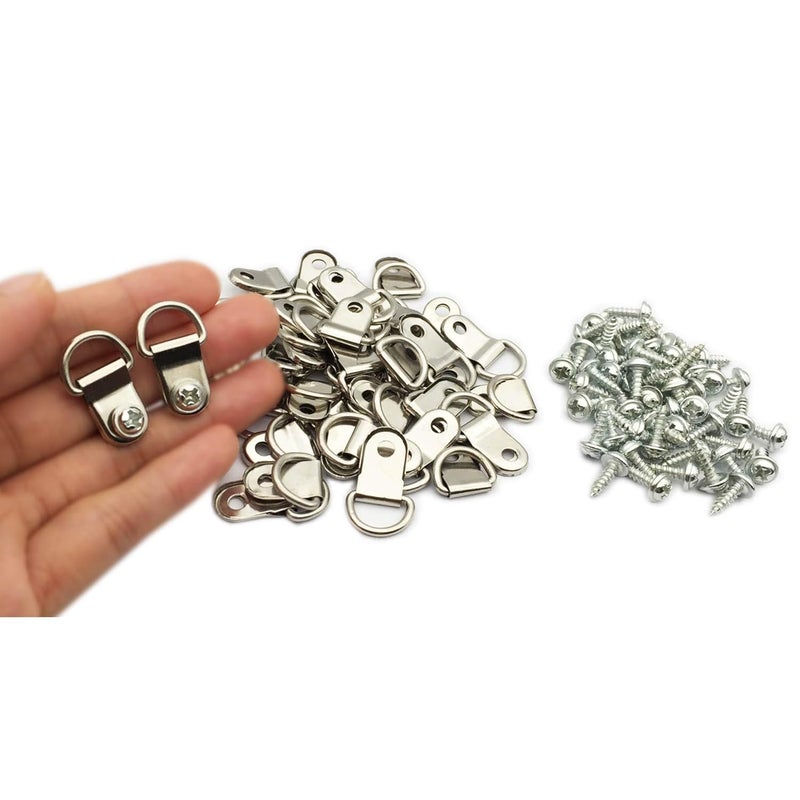 EesTeck 150 Pack Small D-Ring Steel Picture Hangers With Screws for Frames, Clocks, Paintings, Artwork, Photos, Mirrors - Hanging Solutions - Image 4
