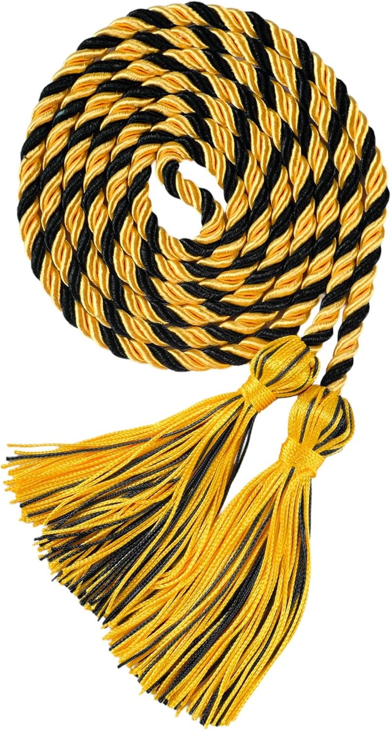 UIALECG Graduation Honor Cords, 68" Long (Black/Gold) - Image 1