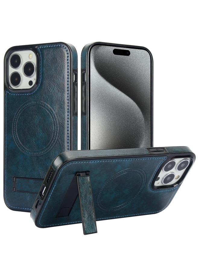 S-TOP Case For iPhone 15 Pro Max Retro Leather Invisible Stand MagSafe Phone Case - Image 1