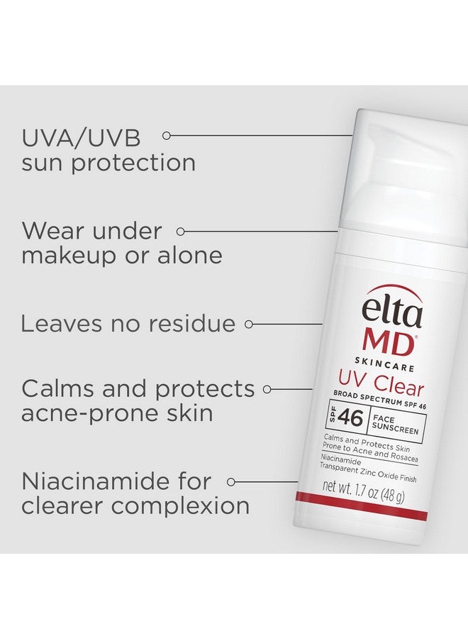 EltaMD UV Clear Face Sunscreen SPF 46, Oil Free Sunscreen with Zinc Oxide, Dermatologist Recommended Sunscreen,1.7 oz Pump - Image 3