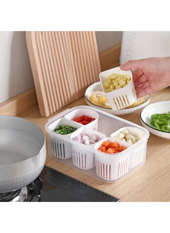 Fofetbfo Vegetable Organizer Box with 6 Removable Drain Baskets – Multi-Compartment Food Storage for Ginger, Garlic & Green Onion - Image 4