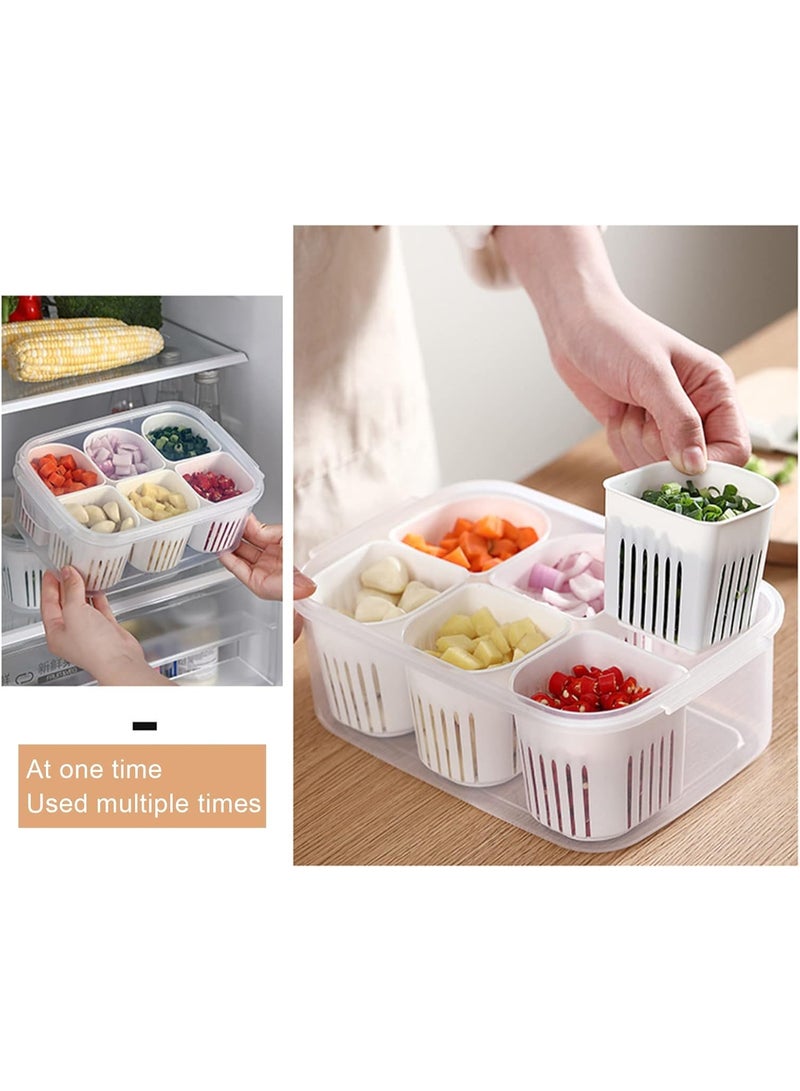 Fofetbfo Vegetable Organizer Box with 6 Removable Drain Baskets – Multi-Compartment Food Storage for Ginger, Garlic & Green Onion - Image 5