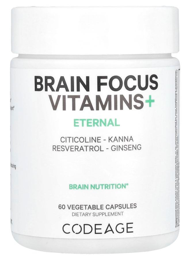 Codeage Brain Focus Vitamins+ 60 Vegetable Capsules 