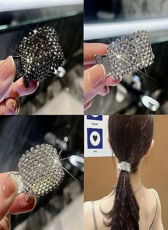 Generic Women Small Hair Clips Barrettes Grips, 3 PC Hair Claw for High Ponytail Diamante Sparkly Hair Accessories Crystal Hairpins, Wedding Guest Everyday Wear Prom Party Ponytail Holder Women Girl Gift - Image 3