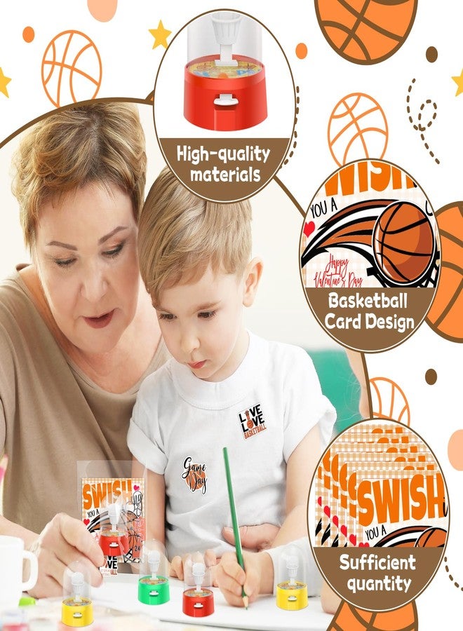 Gosodeny 24 Set Valentine's Day Gifts Bulk Basketball Party Favors Mini Finger Basketball Shooting Game Keychains Stickers Classroom Rewards Carnival Prizes Party Supplies - Image 3