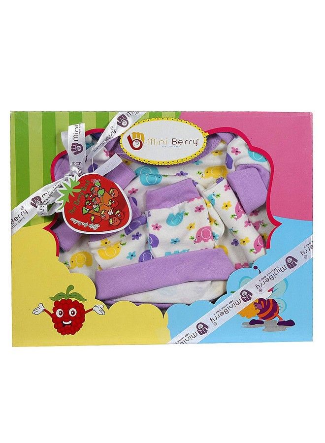 Mini Berry New Born Baby Gift Set In Purple Color 6 Pcs - Image 2