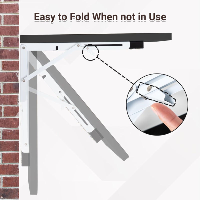Neoaider Wall Mounted Folding Desk 23.6â€ x 15.7â€, Drop Down Table with Metal Collapsible Brackets, Folding Wall Table for Small Spaces, Home, Office, Kitchen, Laundry Room-Black - Image 5
