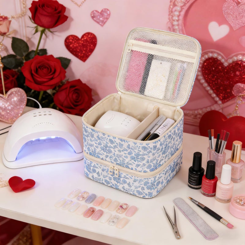 Ethereal Nail Polish Organizer Bag, Holds 30+ Bottles(15ml/0.5 fl.oz) UV Nail Lamp, Gel Polish Travel Storage Bag for Nail Kit, Gift for Manicurist, Girls - Image 2