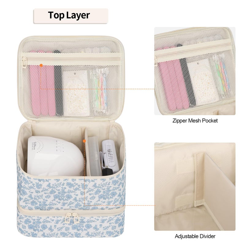 Ethereal Nail Polish Organizer Bag, Holds 30+ Bottles(15ml/0.5 fl.oz) UV Nail Lamp, Gel Polish Travel Storage Bag for Nail Kit, Gift for Manicurist, Girls - Image 3