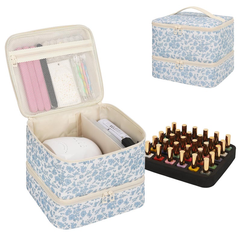 Ethereal Nail Polish Organizer Bag, Holds 30+ Bottles(15ml/0.5 fl.oz) UV Nail Lamp, Gel Polish Travel Storage Bag for Nail Kit, Gift for Manicurist, Girls - Image 1