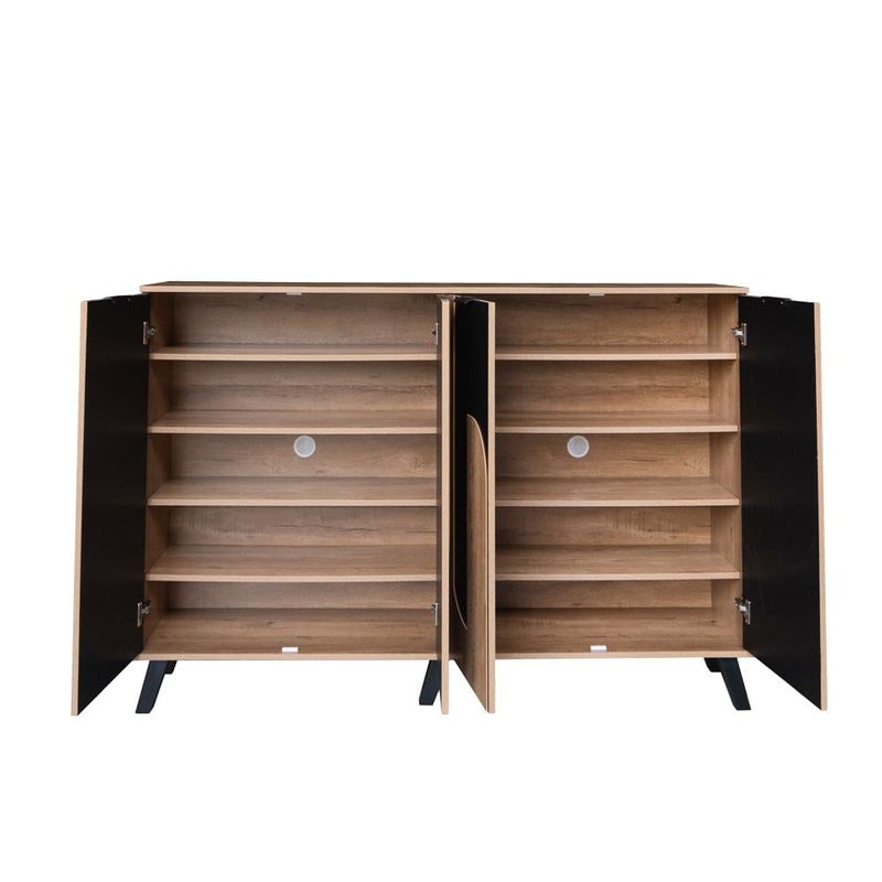 بيتي خزانة أحذية 4 أبواب خشب ماليزي 160 سم - خشبي مع أسود - Image 4