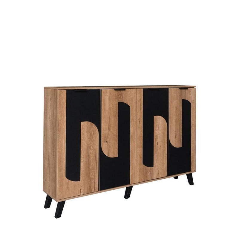 بيتي خزانة أحذية 4 أبواب خشب ماليزي 160 سم - خشبي مع أسود - Image 2