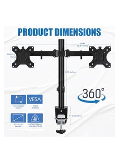 erorex Premium Dual Monitor Arm Vesa Mount - Adjustable Gas Spring Vesa Monitor Stand - Dual Monitor Mount Desk with C-clamp Mounting Base Support up to 13-32 inches and 8kg Screen  - Image 2
