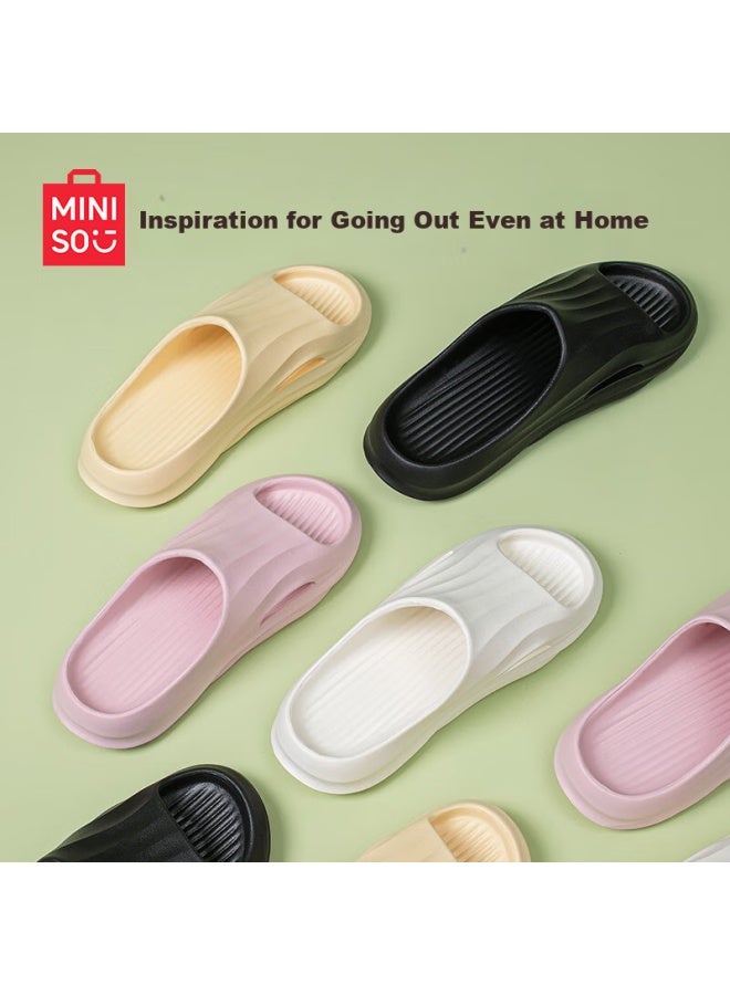 Miniso Home Slippers Men And Women Couples Comfortable Bathroom Anti-slip Anti-odor Cool Slippers Summer High-end Black 44-45 - Image 3