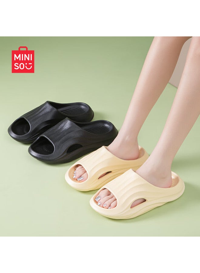 Miniso Home Slippers Men And Women Couples Comfortable Bathroom Anti-slip Anti-odor Cool Slippers Summer High-end Black 44-45 - Image 2