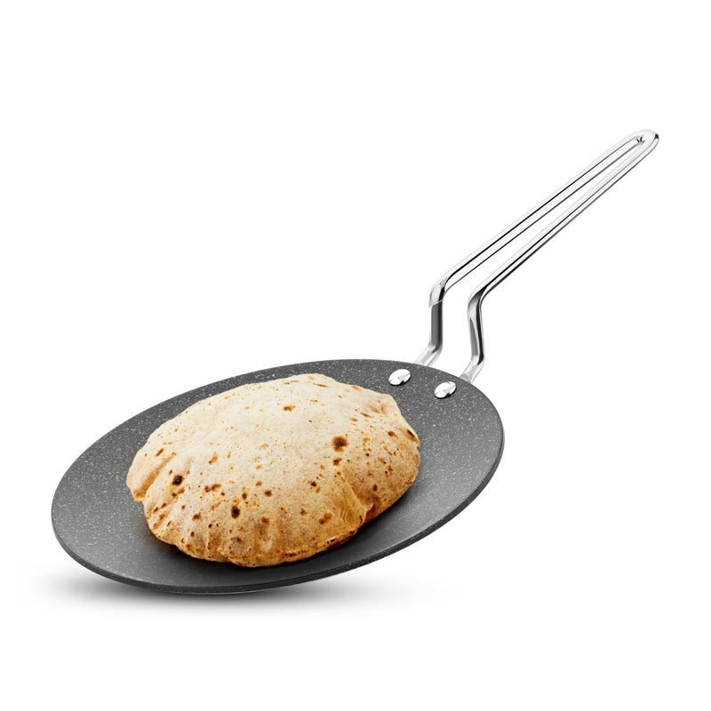 BERGNER Argent Samsara Triply Stainless Steel 28cm Roti Tawa with Quantanium Non-Stick Coating, Stay Cool Handle, Less Oil Use, PFOA Free, Even and Fast Heating, Easy to Clean - Induction Compatible - Image 1