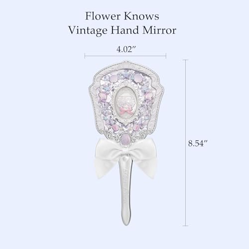 Flower Knows Shells Jewel Hand MirrorVintage Portable Handheld MirrorFancy Pretty Princess Mirror with Long HandleGift for GirlsPearly White - Image 3