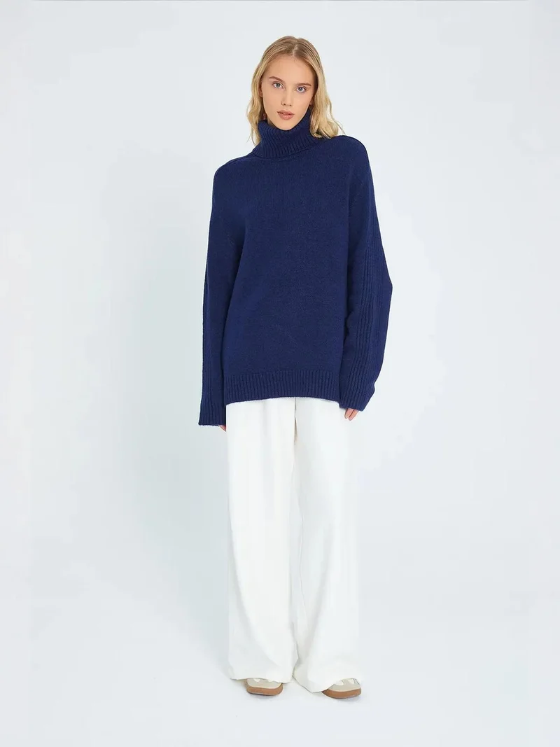 MixRay Mixray Loose Fit Turtleneck Knit Sweater