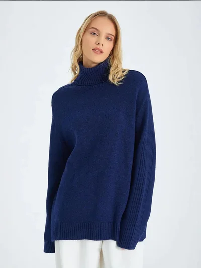 MixRay Mixray Loose Fit Turtleneck Knit Sweater