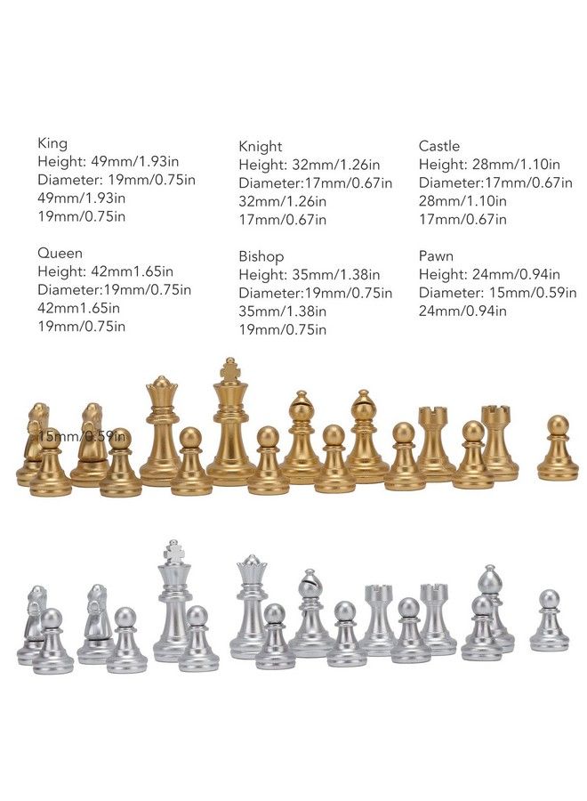 VGEBY Chess Pieces 32 Pieces 1.93In Chessmen Chess Pieces Wearproof Chess Pieces Chess Set For Adults Kids Toy Gold And Silver - Image 3
