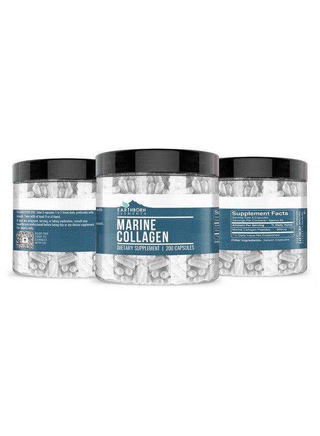 earthborn elements كولاجين بيبتيدات إيرثبورن إليمنتس (200 كبسولة) كولاجين سمك مهدرج، غير معدل وراثيًا، خالي من الروائح، متاح حيويًا (960 ملغ حصة) - Image 2