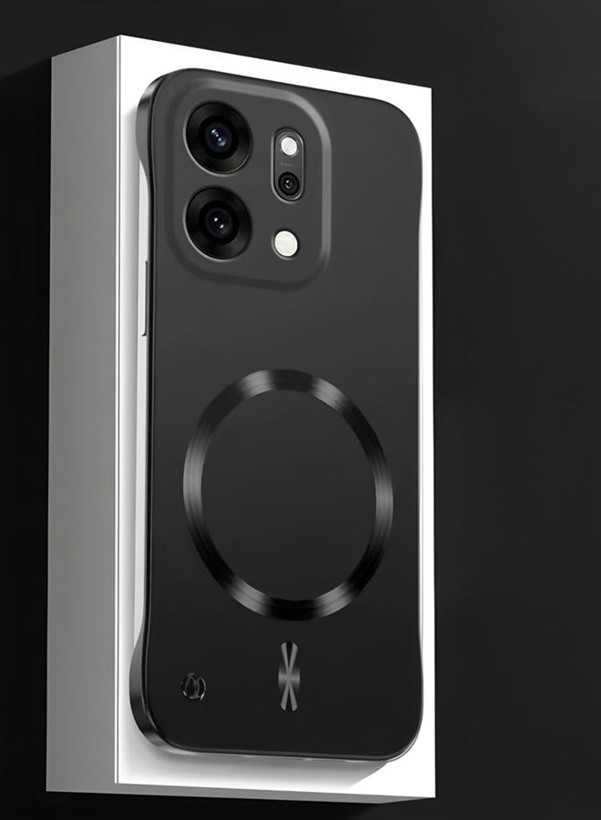 For Oppo Reno 14 Pro 5G Case  ，Raised Camera Lens Protection，Ultra Slim，without Edges，Support Wireless Charging，Magnetic Solid Color Premium Shockproof Protective Oppo Reno 14 Pro Cover，Black - Image 1