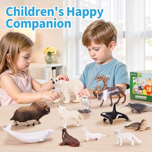 THINKBAY 12PCS 47 Large Arctic Polar Animal Toys Figurines Realistic Plastic Artic Animal Figures Includes Polar BearWhalesOrca Birthday Gift Party Favors Cake Toppers for Kids - Image 5