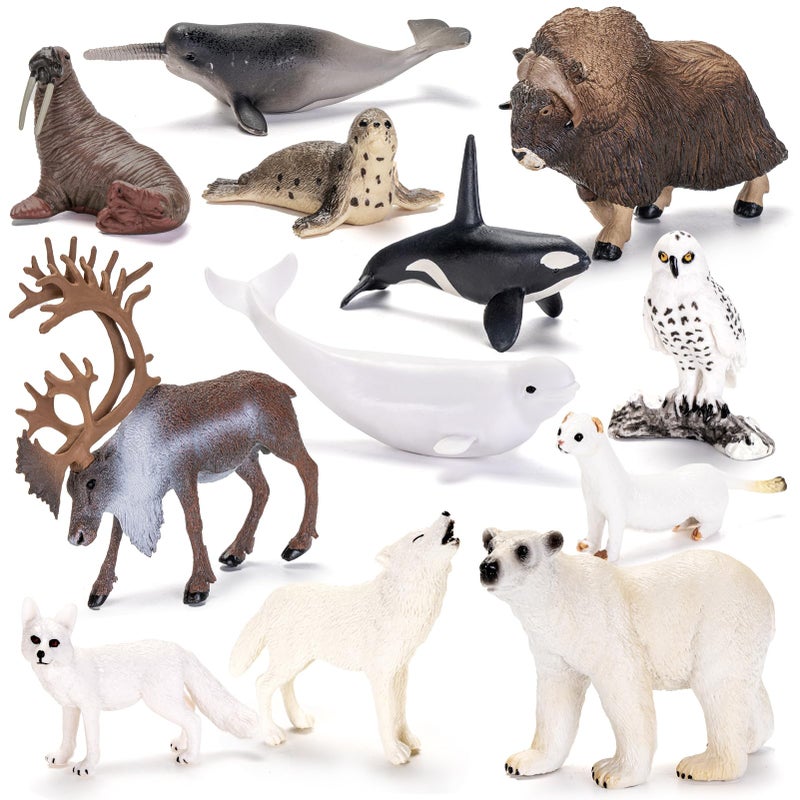 THINKBAY 12PCS 47 Large Arctic Polar Animal Toys Figurines Realistic Plastic Artic Animal Figures Includes Polar BearWhalesOrca Birthday Gift Party Favors Cake Toppers for Kids - Image 3