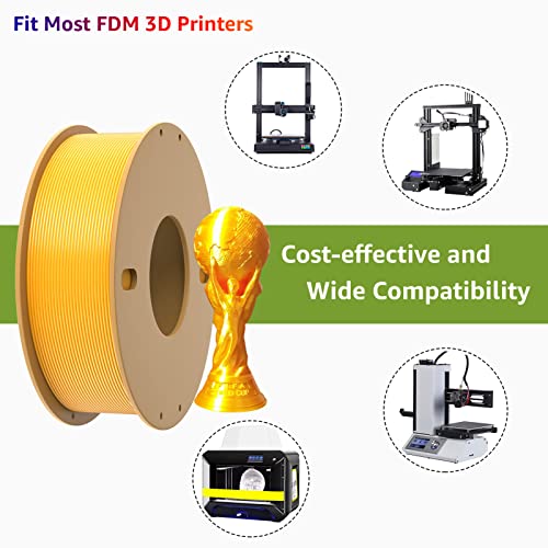 Dikale PLA+ 3D Printer Filament 1.75mm No Tangle, Neatly Wound Filament Net Weight 250g Spool, PLA Pro Plus, Silk Gold - Image 5