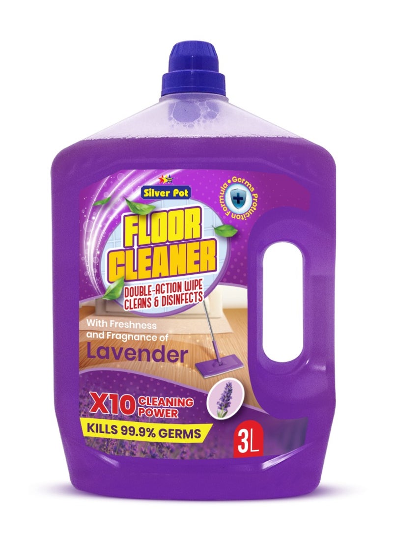 Silver Pot Lavender Floor Cleaner Liquid – 3L Antibacterial Surface Cleaning Solution with Soothing Lavender Scent for Tiles, Marble, Wood, and Laminate Floors - Image 1