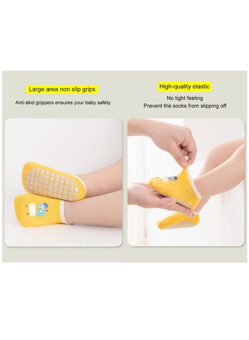 Y&D Baby Non-skid Grip Socks Toddler Anti Skid Slipper Crew for Girls Boys Infant Newborn, 6 Pairs, S Size, 0-12 months infant - Image 3