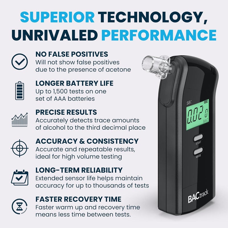 BACtrack S80 Professional Breathalyzer | Accurate Portable Alcohol Tester | FDA Cleared & DOT Approved - Image 4