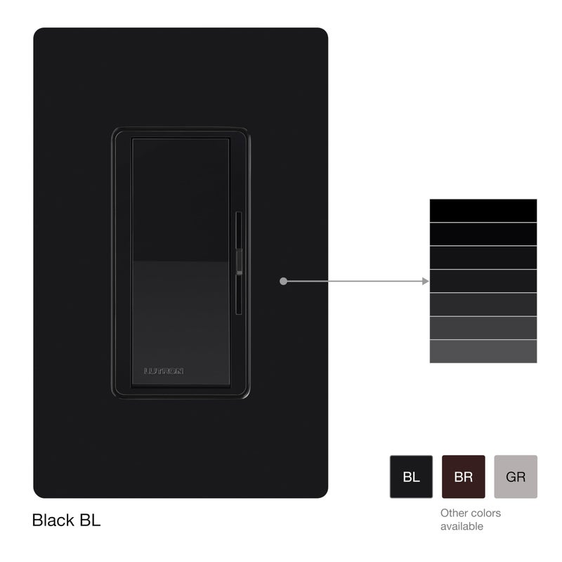 Lutron Diva LED+ Dimmer Light Switch for Dimmable LED, Halogen, and Incandescent Bulbs, 150 Watt, Single-Pole or 3-Way, DVCL-153P-BL, Black - Image 2
