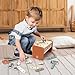 SPEEDY MONKEY 2in1 Wooden Tool Box Workbench FSC Certified Pretend Play Workshop Set for Kids with Tools Wrench Hammer Saw Role Play Car Construction Toy for Toddlers Preschoolers - Image 4