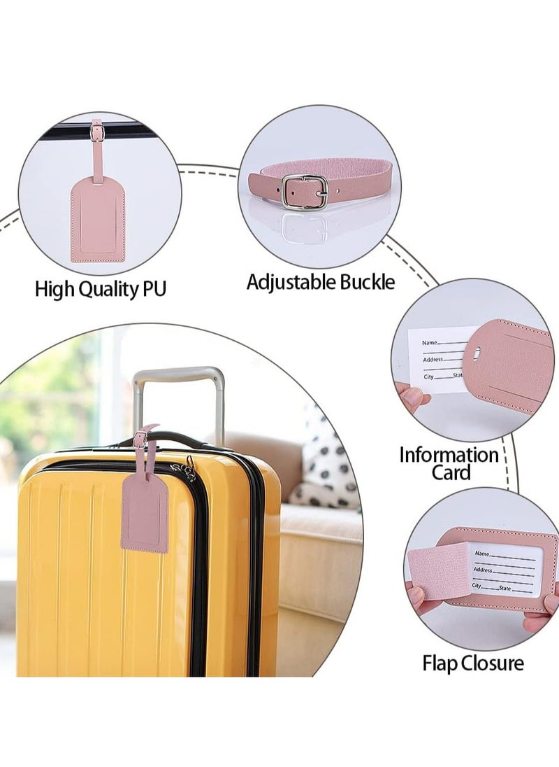 Oasisgalore - 6 Pack Leather Luggage Tags, Personalized Double-Sided Travel Tags with Privacy Cover, Color Options. - Image 1