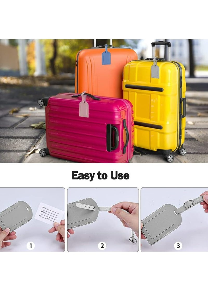 Oasisgalore - 6 Pack Leather Luggage Tags, Personalized Double-Sided Travel Tags with Privacy Cover, Color Options. - Image 1