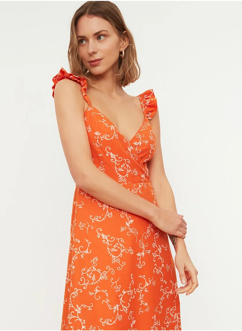 trendyol Ruffle Detail Printed Dress