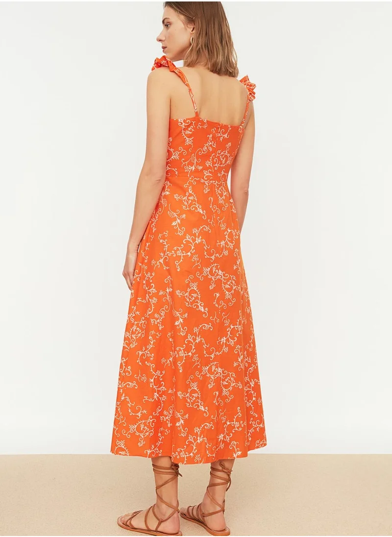 trendyol Ruffle Detail Printed Dress