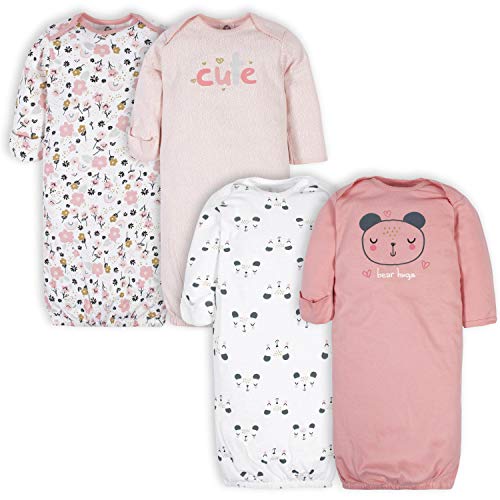 GerberBaby Girls4-Pack Sleeper GownBear PinkPreemie - Image 1
