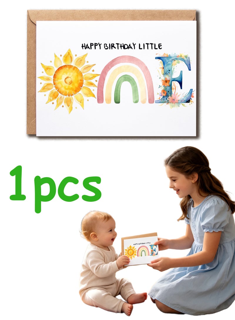 Happy 1st Birthday Baby Card, Little One Greeting Cards Suitable For Baby Boy Girl First Birthday Celebration - Image 1