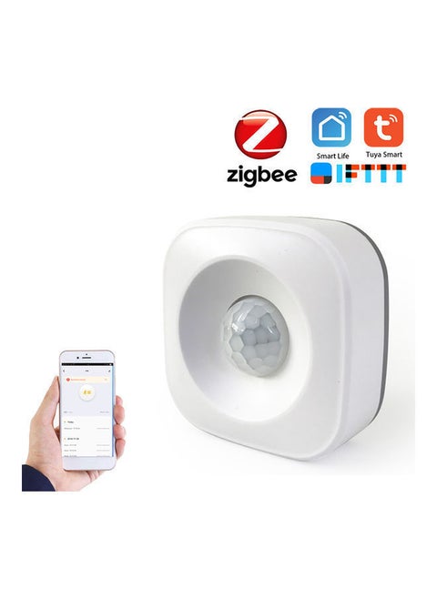 Tuya Powered ZigBee PIR Motion Sensor Wireless Passive Infrared Detector 360° Detection Angle Security Burglar White 8 x 5 8cm