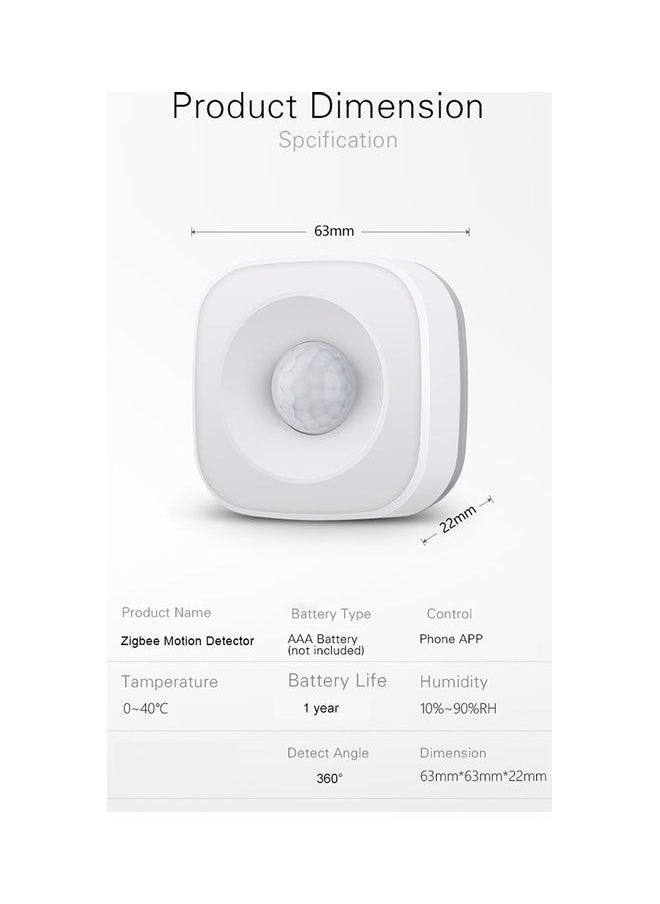 NIBEMINENT Tuya Powered ZigBee PIR Motion Sensor Wireless Passive Infrared Detector 360° Detection Angle Security Burglar White 8 x 5 8cm  - Image 3