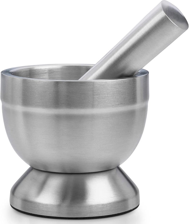 MEDca Pill Crusher 304 Food Grade Stainless Steel Mortar and Pestle Medicine Grinder Set NonSlip Splitter to Easily Crush Medicine Pills Tablets Vitamins to Fine Powder for Adults Seniors Dogs Pets - Image 1