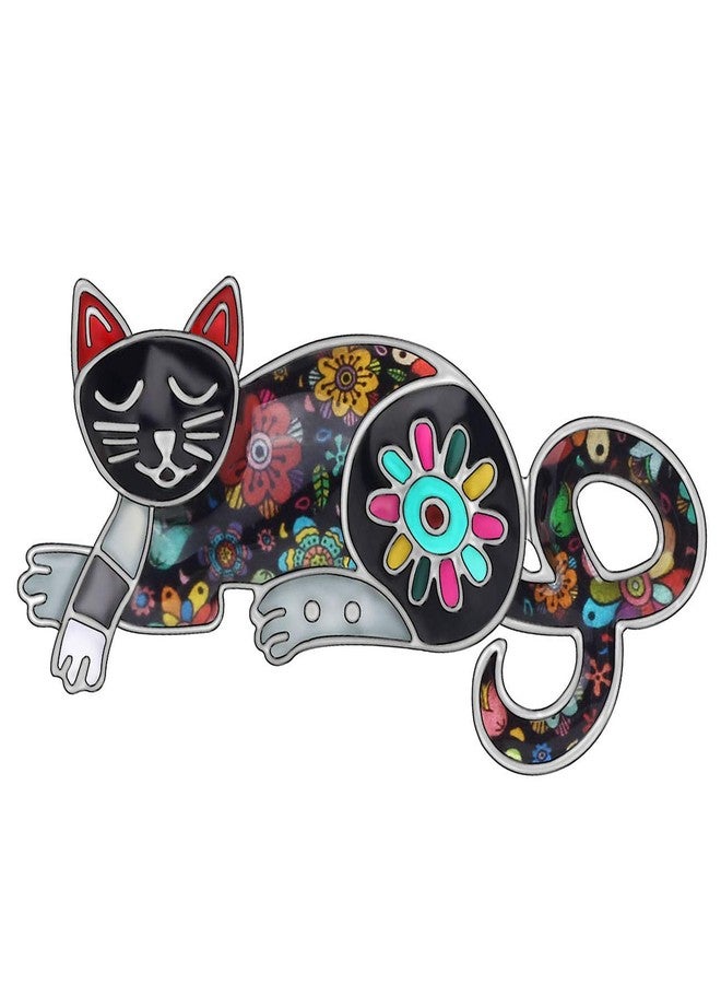 NEWEI Cat Brooch Pins for Women Girls Jacket Bag Charms Cat Pins Jewelry Gifts (Ebony Black) - Image 1