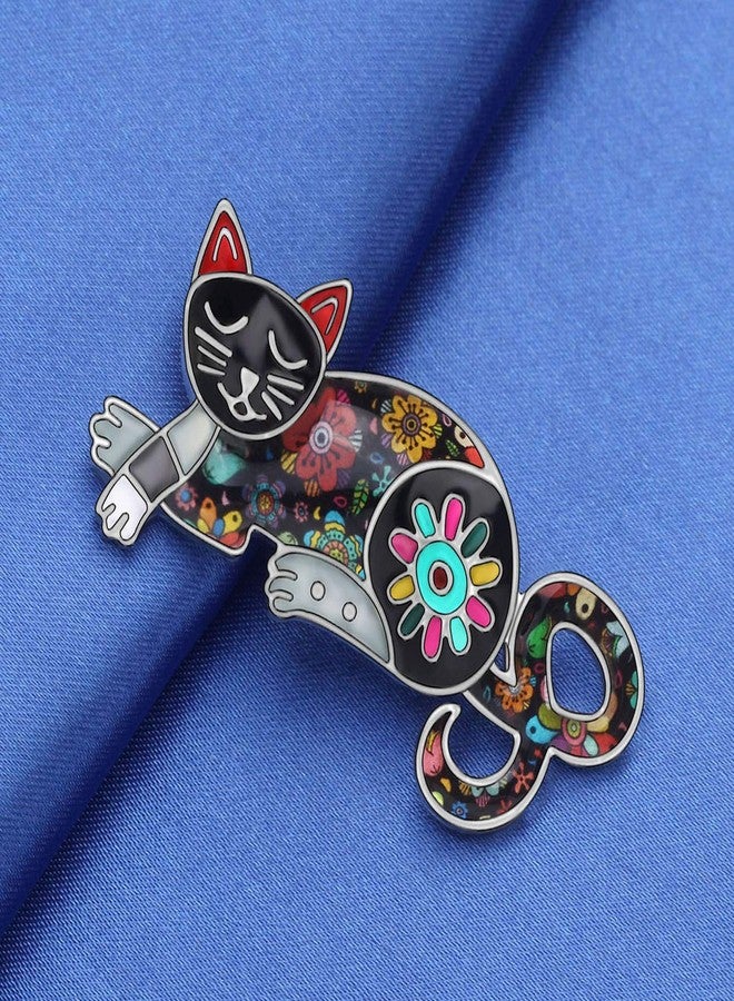 NEWEI Cat Brooch Pins for Women Girls Jacket Bag Charms Cat Pins Jewelry Gifts (Ebony Black) - Image 2