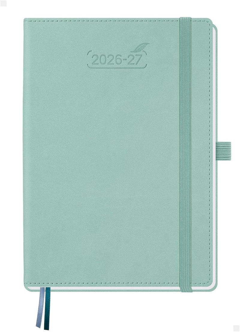 BEZEND Planner 2026-2027 Weekly and Monthly (6" x 8.5") Academic Year Calendar with Tabs (Jul 26-Dec 27) Daily Column & Hourly Timeslots, Thick Paper, Storage Pocket, Leather Hardcover - Mint Green - Image 1