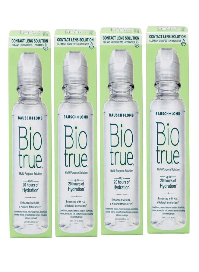 Biotrue Contact Solution, Multi-Purpose Lens Solution for Soft Lenses, Cleans, Disinfects, Removes Protein Build-Up, Dirt & Debris, Hydrates, Stores & Conditions Contacts, 2 Fl Oz (Pack of 4) - Image 1