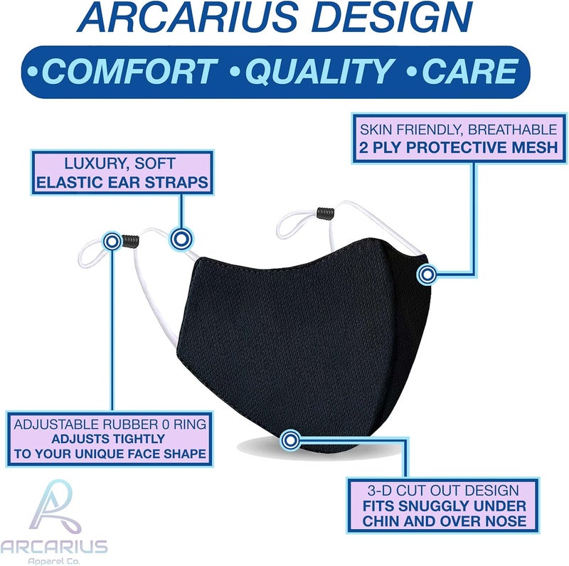 Arcarius Breathable Sports Face Mask – Moisture Wicking Gym & Travel Fit (3-Pack) - Image 5