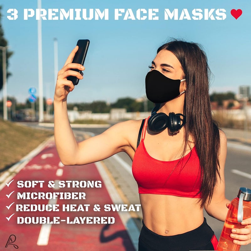 Arcarius Breathable Sports Face Mask – Moisture Wicking Gym & Travel Fit (3-Pack) - Image 2