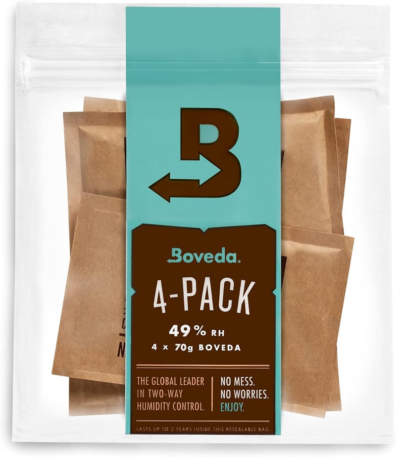 Boveda 49% Two-Way Humidity Control Packs for Music Instruments – 4 Pack – Standard Size – Prevents Warping & Cracking for Wooden Instruments– Humidifier Packs for Instrument Cases – Resealable Bag - Image 1